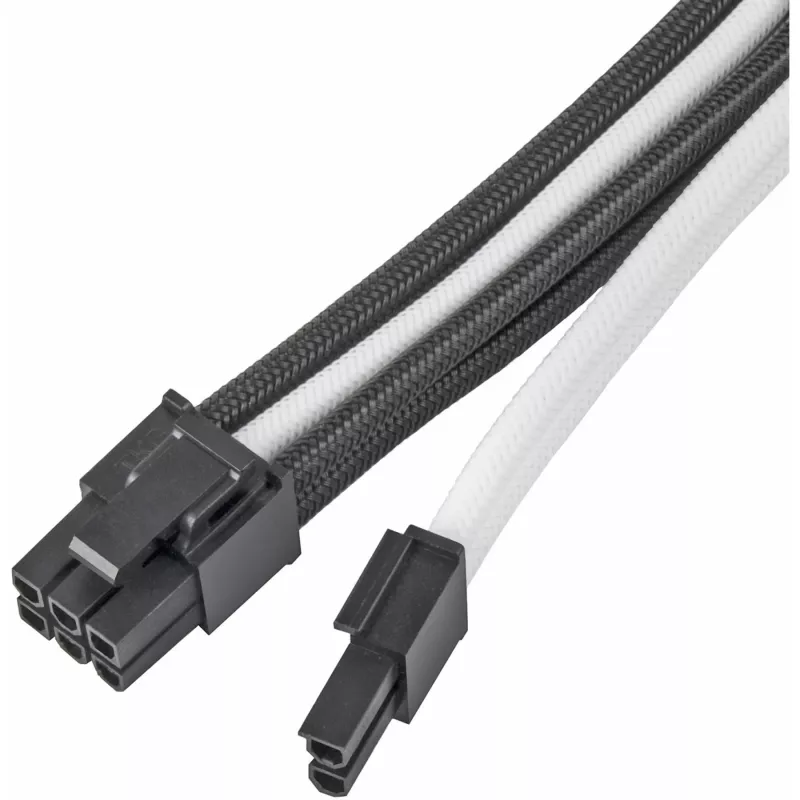 Toitepikenduskaabel SILVERSTONE PP07E 8‑kontaktiline PCIe 30 cm (must/valge)