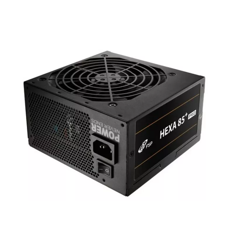 FSP HEXA 85+ PRO 650W toiteplokk ATX ATX2.5 must, 650 W, 100 - 240 V, 50 - 60 Hz, 9 - 4 A, aktiivne, 100 W
