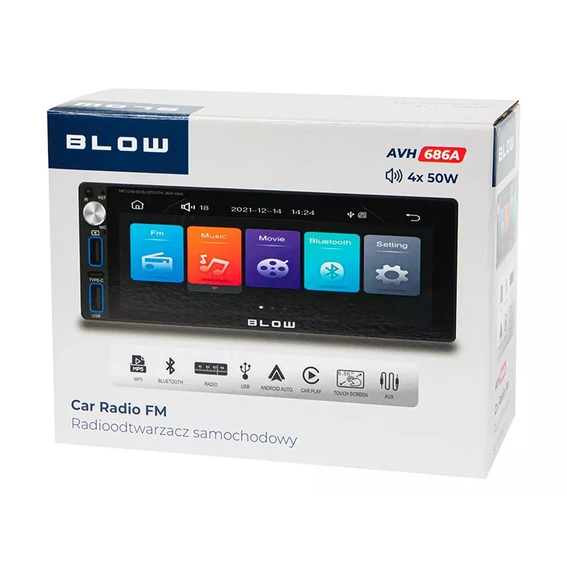 Auto raadio AVH-686A 1DIN 7 tolli RDS MP3/USB/micro SD/BLUETOOTH