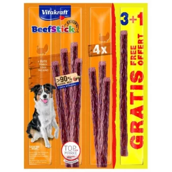 Koerte treeningpreemiad Vitakraft Beef Stick Turkey — 4×12 g pakikesed, valk 30%, rasv 25%