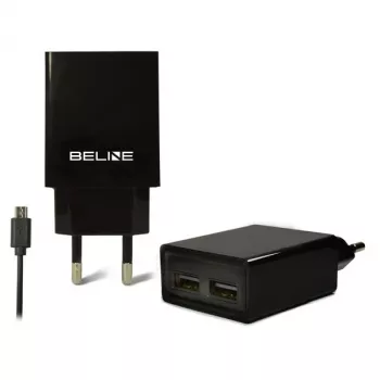 Reisilaadija Beline Beli0011 — 2×USB-porti, microUSB-kaabel, 2A väljund, must