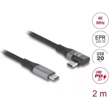 USB-kaabel DeLOCK 81132 2m USB C Must 20 Gbit/s