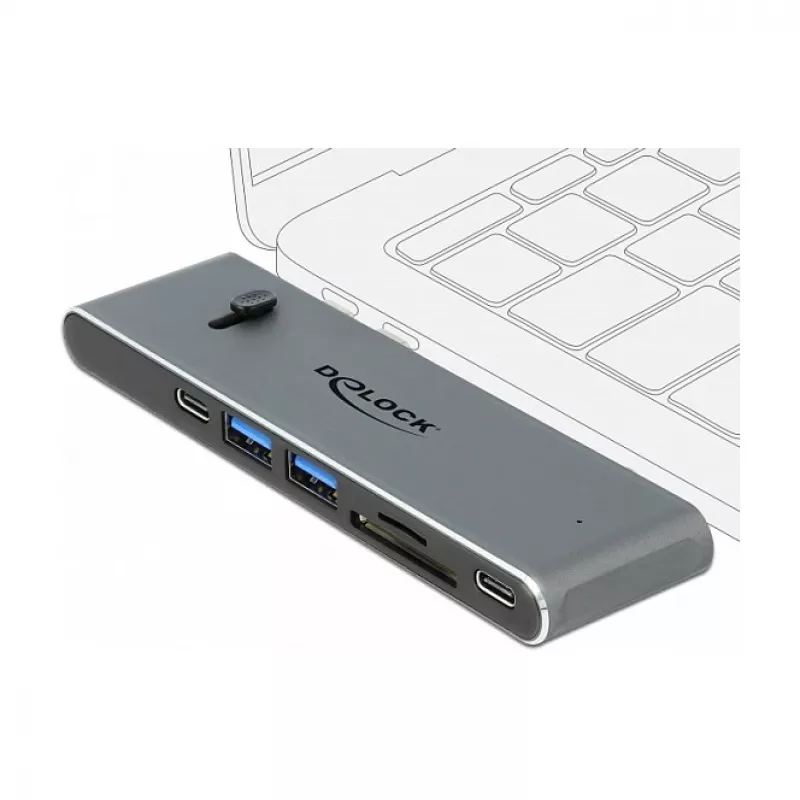Dokkijaam DeLOCK Dual USB USB-C, HDMI, USB 3.2, SD, PD 3.0