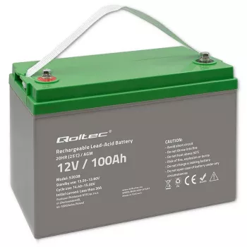 Qoltec 53038 AGM aku | 12V | 100Ah | max 1200A