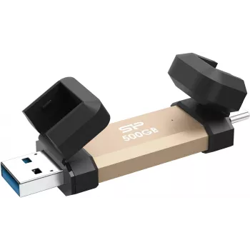 Silicon Power DS72 USB-Stick 500 GB USB Type-A / USB Type-C 3.2 Gen 2 (3.1 Gen 2) Gold (SP500GBUC3S72VPG)