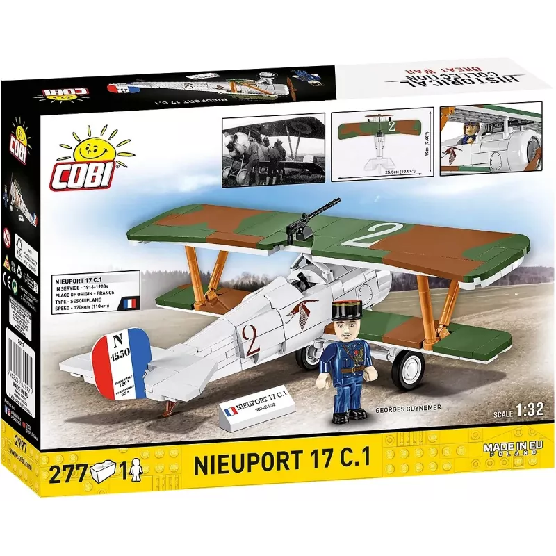 Ehituskomplekt Cobi Blocks Nieuport 17 C.1 277 tk — mudellennuki komplekt, kogutav klotsikomplekt