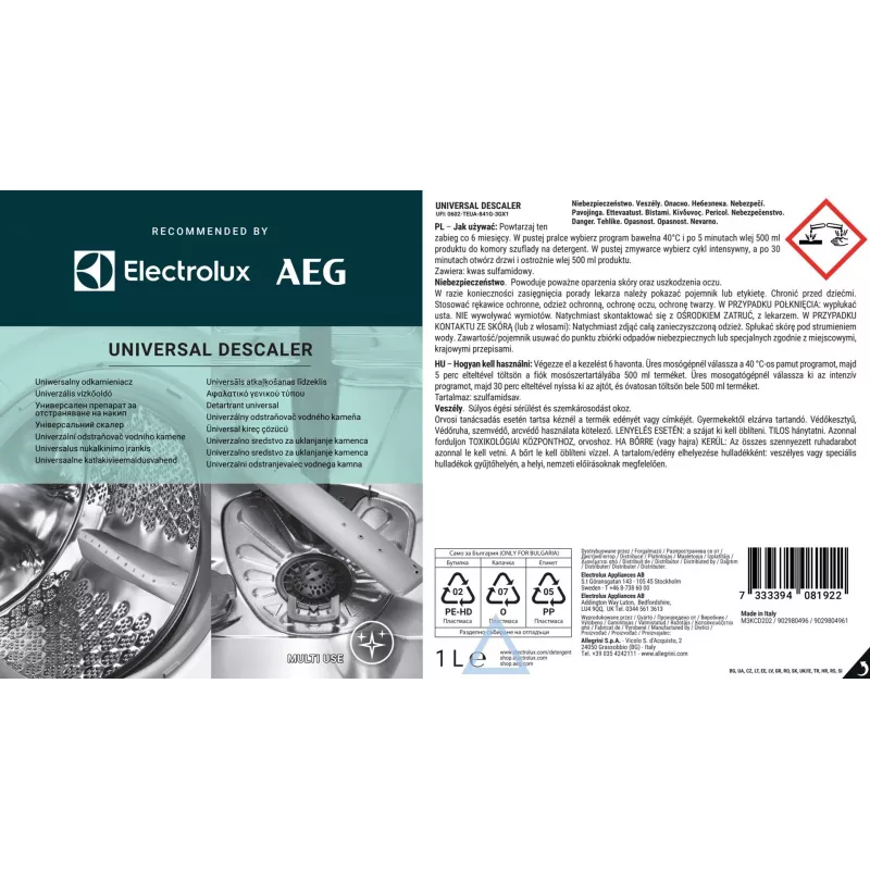 Katlakivieemaldusvahend Electrolux M3KCD202 1 L – universaalne vedel katlakivieemaldusvahend veekeetjatele, kohvimasinatele, aurutriikraudadele