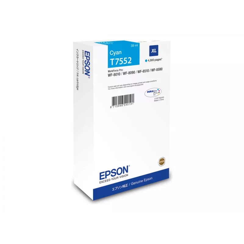 Tindikassett Epson C13T75524N (originaal, XL suurtootlikkusega) tsüaan WF-8XXX seeriale