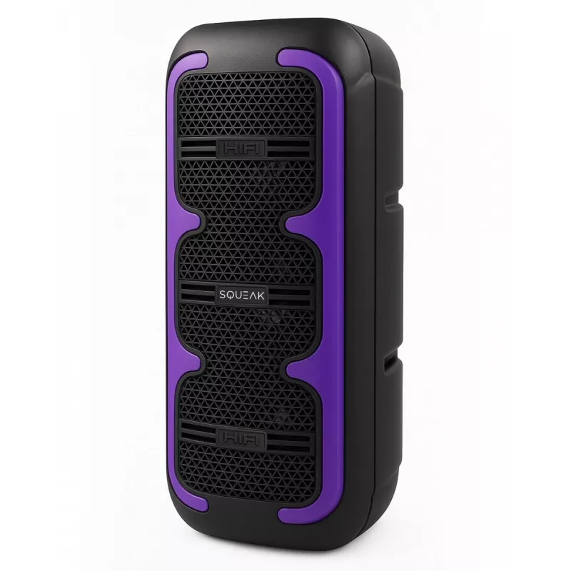 Kaasaskantav stereokõlar SQUEAK SQ1009 — Bluetooth 5.3, 45W RMS, 10 h aku, FM, USB, AUX, LED, 1800 mAh, must