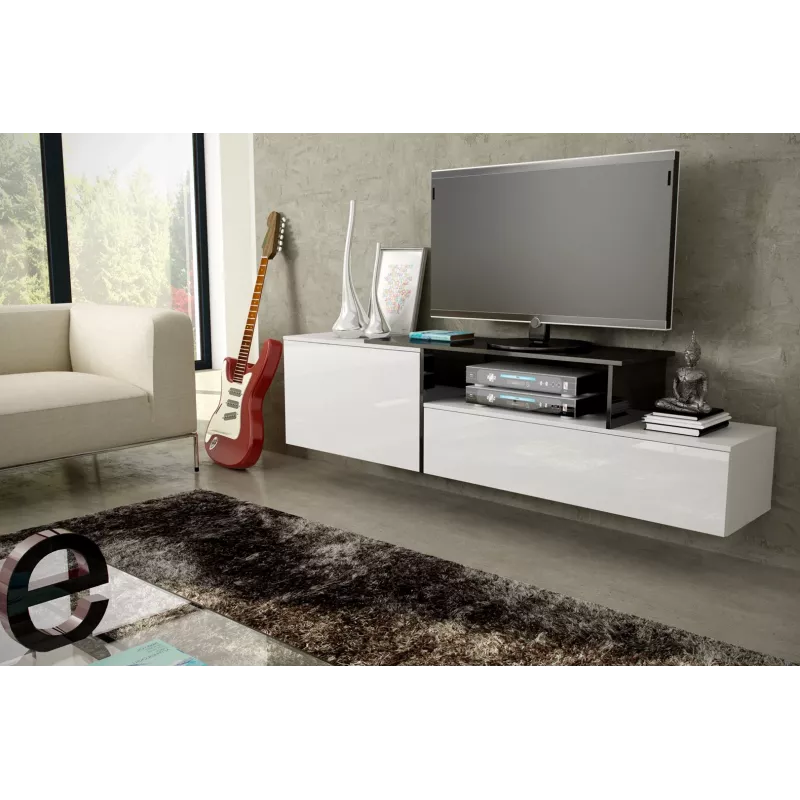 Cama TV-kapp SIGMA 3 180 valge/valge läikiv + must