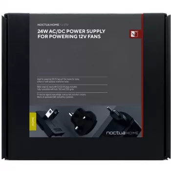 Noctua NV-PS1 toiteplokk, 115/230 V AC 12 V DC-ks, 12 V ventilaatoritele, must