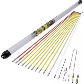 Kaablitõmbevardad c.k tools MightyRod PRO T5422 12 m komplekt — klaaskiust vardakomplekt torudele ja kaablikanalitele paigaldamiseks