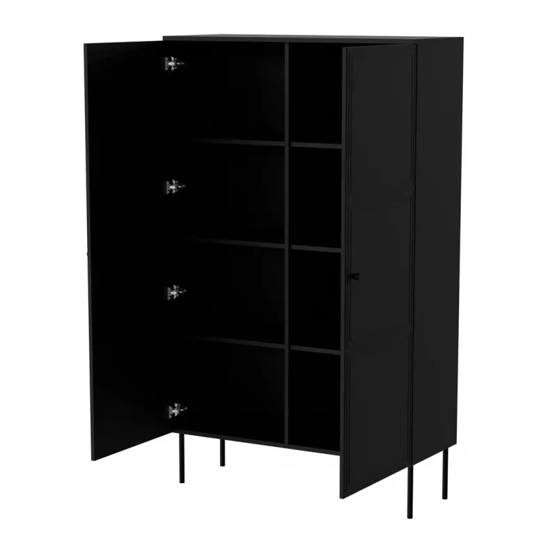 Hoiukapp Cama Meble PALAZZO BIS 100x39x166 matt must, põrandal seisev, vastu seina