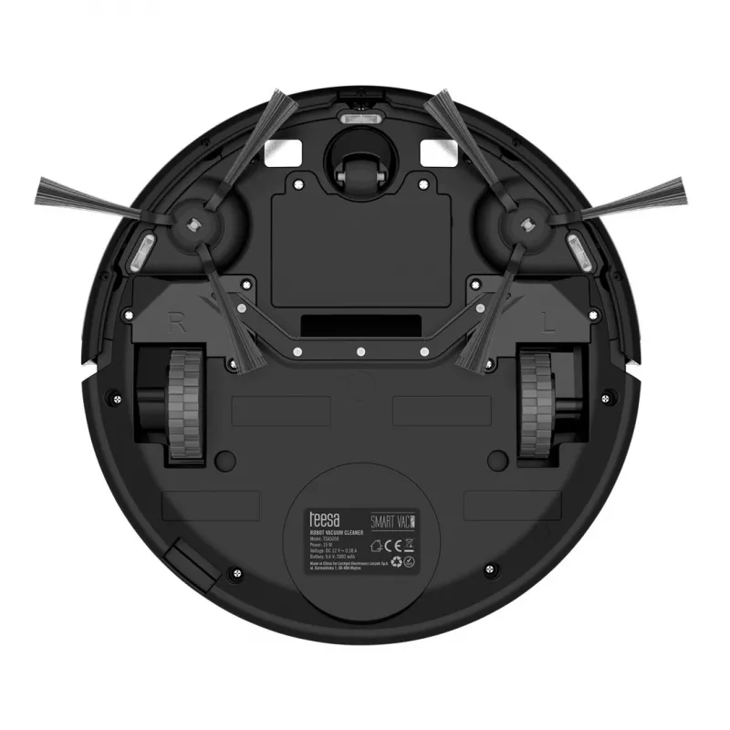 Robottolmuimeja TEESA Smart VAC 2 — ümmargune, must, 1000 Pa imemisvõimsus, 9,6 V / 2000 mAh liitiumaku, 0,2 L tolmumahuti, Wi‑Fi, automaatne tagasipöördumine
