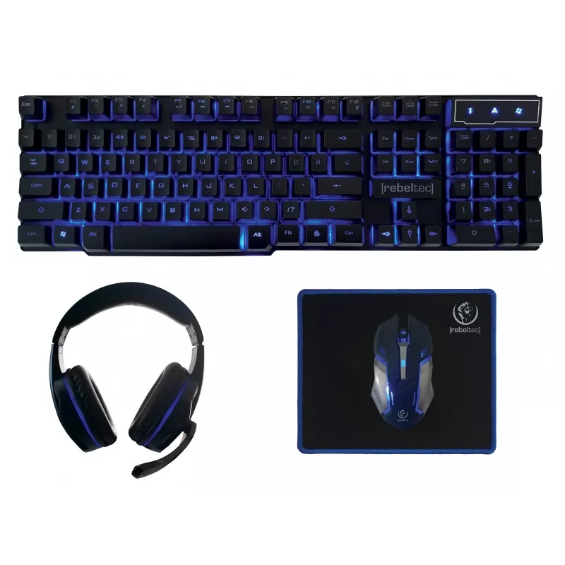 Klaviatuur ja hiir komplektis Rebeltec SHERMAN Gaming USB QZERTY Inglise Must