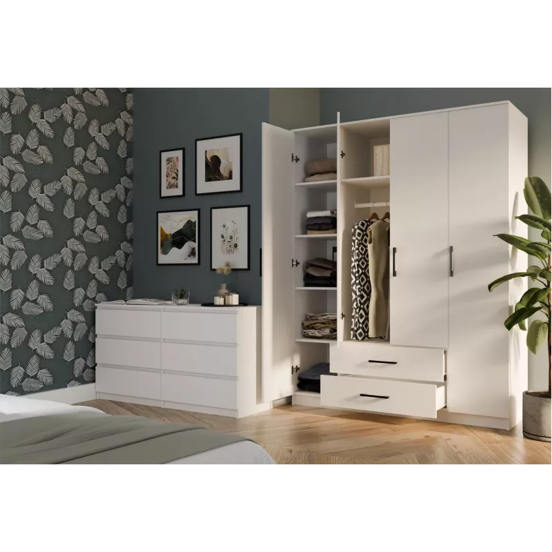 Topeshop ROMANA 160 BIEL KPLB bedroom wardrobe/closet 11 shelves 4 uks(s) valge
