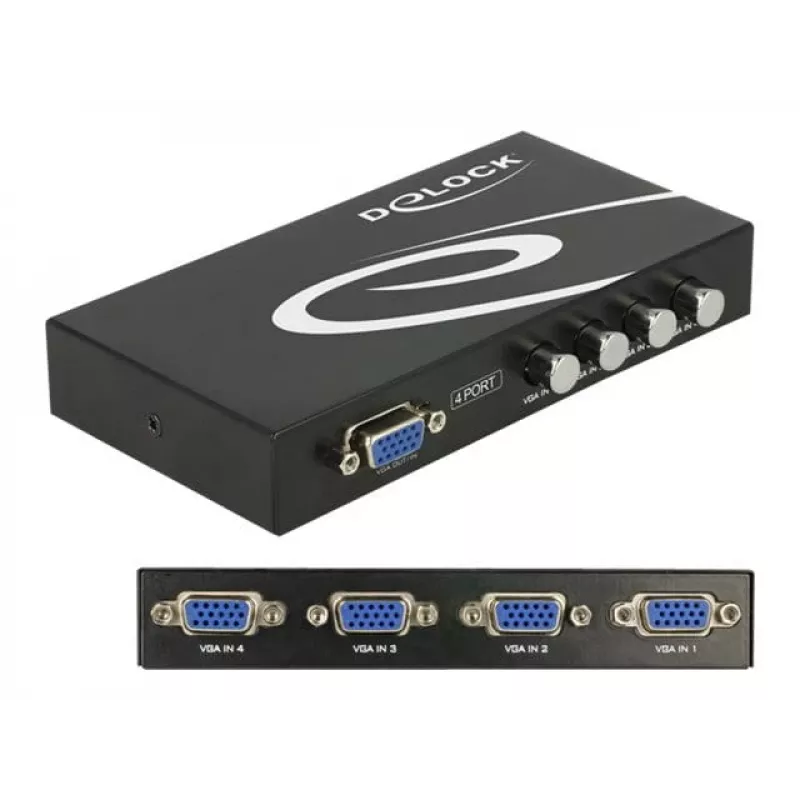 DeLock Switch VGA 4 port manual bidirectional - ekraani lüliti - 4 x VGA - lauaarvuti (87635)