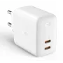 Seinlaadija Aukey PA-B4 2x USB valge GaN – kompaktne USB toiteadapter kahe USB-pordiga