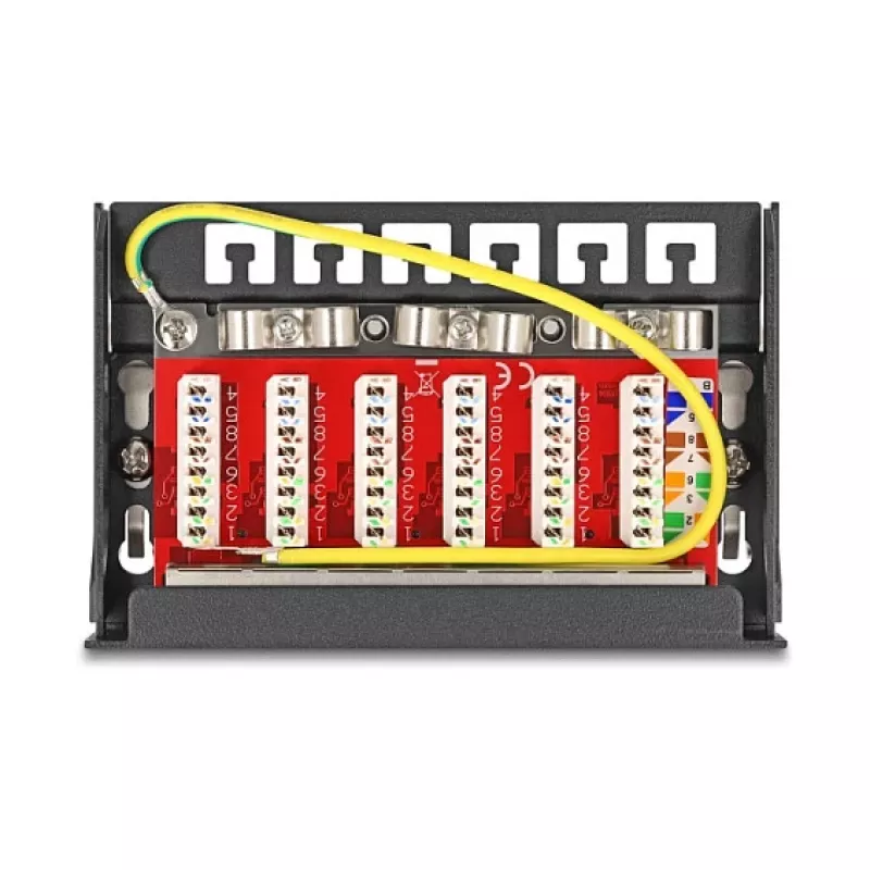 Patch-paneel DELOCK Mini Desktop RJ45 6-pordiline Cat.6A varjestatud, metall, must, 80×22×125 mm