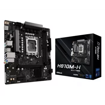 Micro ATX emaplaat ASRock H810M-H — Intel H810, LGA 1851 (Socket V1), 2x DIMM DDR5, kuni 128 GB, M.2 ja SATA III