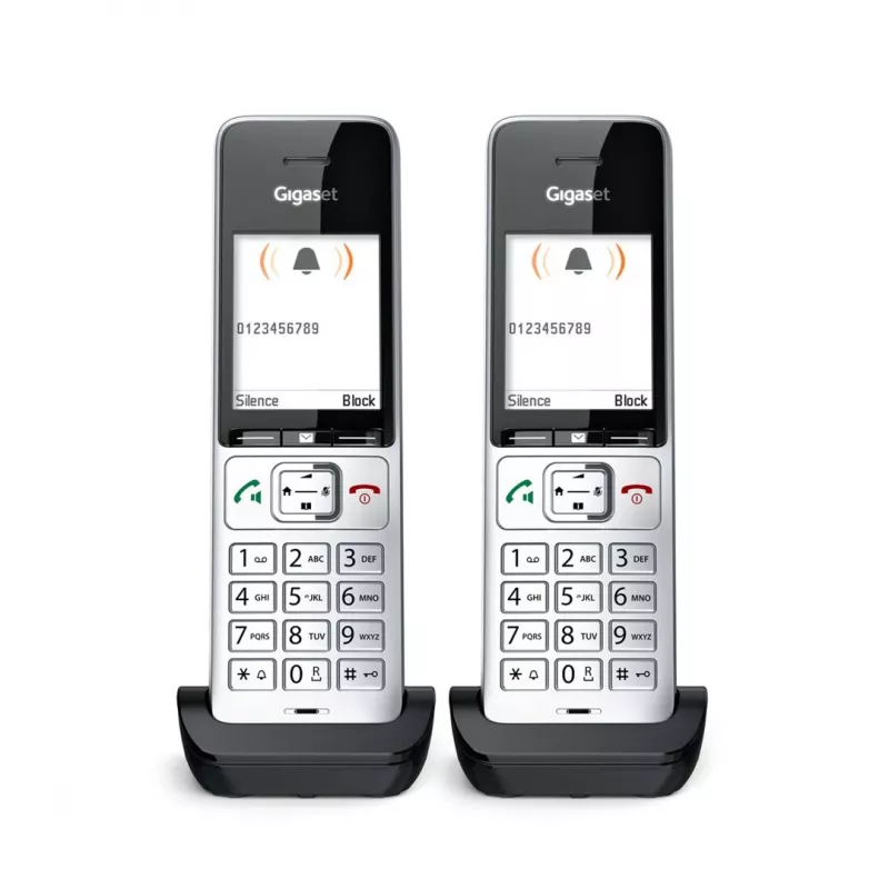 Gigaset COMFORT 500HX duo Analoog/DECT telefon Kõne tuvastus Must, Hõbedane