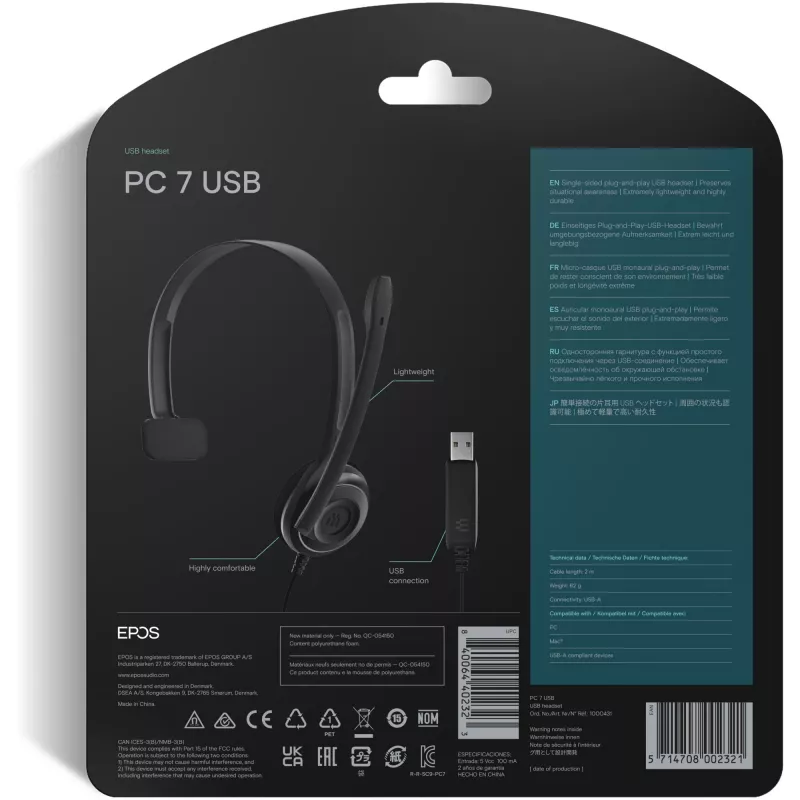 Sennheiser PC 7 USB peakrauaühendusega juhtmega peapaelaga kõrvaklapid kontorisse/kõnekeskusesse USB Type-A must