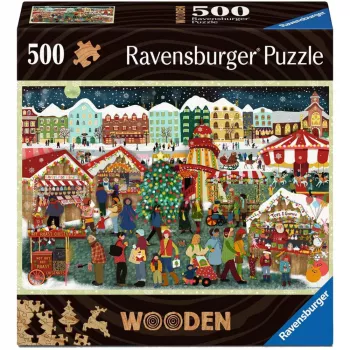 Pusle Ravensburger Wooden Puzzle Christmas Market — 500 tükki, puidust tükid