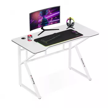 Mängulaud huzaro Hero 1.6 Valge — sirge MDF/süsinikkiust lauaplaat 1200×600 mm, metallraam, 750 mm kõrgus