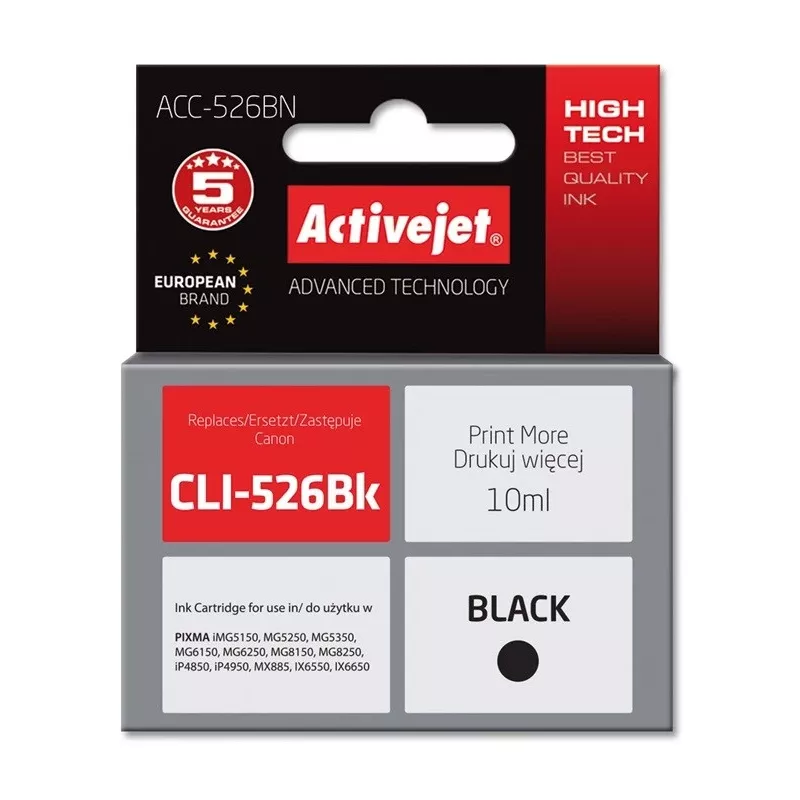 Activejet ACC-526BN tint (Canon CLI-526Bk asendus; Supreme; 10 ml; must)