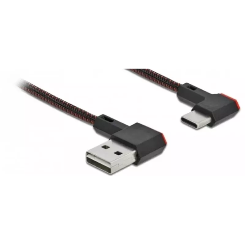 USB-kaabel DeLOCK EASY-USB 2.0 Type-A-pistik USB-C isasele nurgeline 0,2 m must