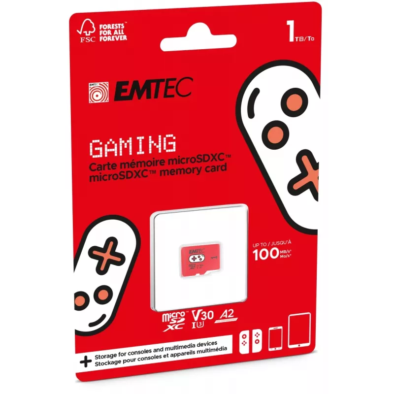 Välkmälu Emtec 1TB UHS-I U3 V30 A2 Gaming Rouge ECMSDM1TXCU3G