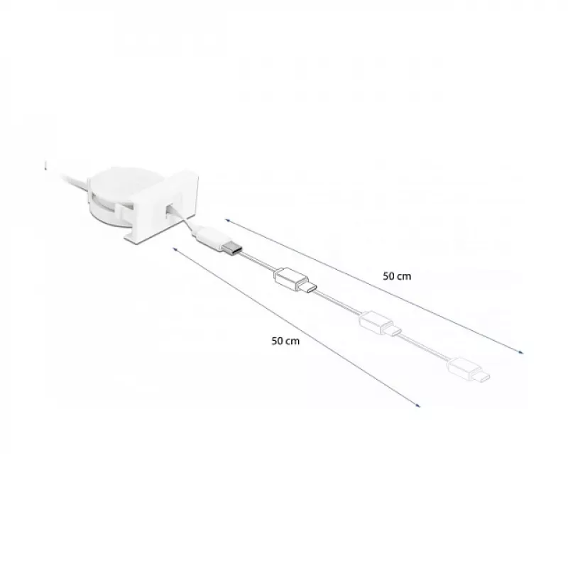 Sissetõmmatav kaabel DeLOCK Easy 45 USB 2.0 Type-A to USB-C 0.62m