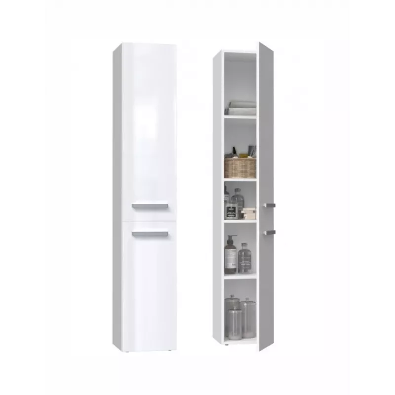 Vannitoa hoiukapp top e shop NEL II BIEL POŁ — vabaltseisev, 5 riiulit, 310×300×1740 mm, valge