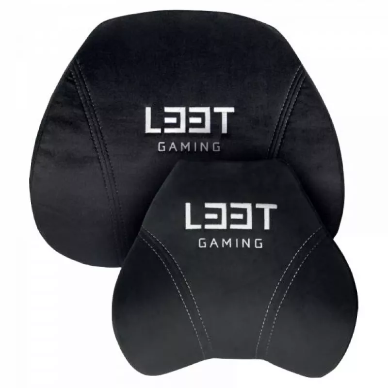 L33T Gaming 160382 Luksuslik mängutooli padjakomplekt, mäluvahust, sametist, ülimalt pehme, must