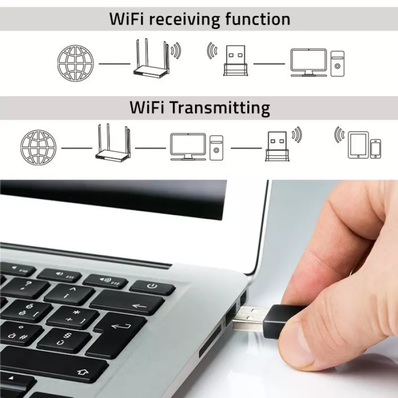 Wi‑Fi USB adapter QOLTEC NANO 56986 — mini N, USB 2.0, 802.11n