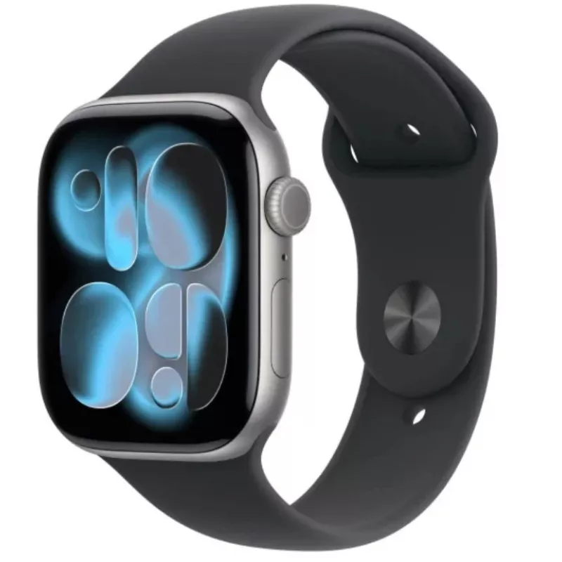 Apple Watch Series 11 GPS + Cellular 42mm tumehall alumiiniumist korpus musta spordirihmaga – M/L