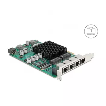 DELOCK PCI Express x4 Gigabit LAN 4xRJ45 PoE+ võrgukaart