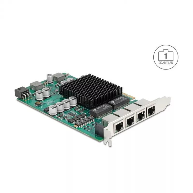 DELOCK PCI Express x4 Gigabit LAN 4xRJ45 PoE+ võrgukaart