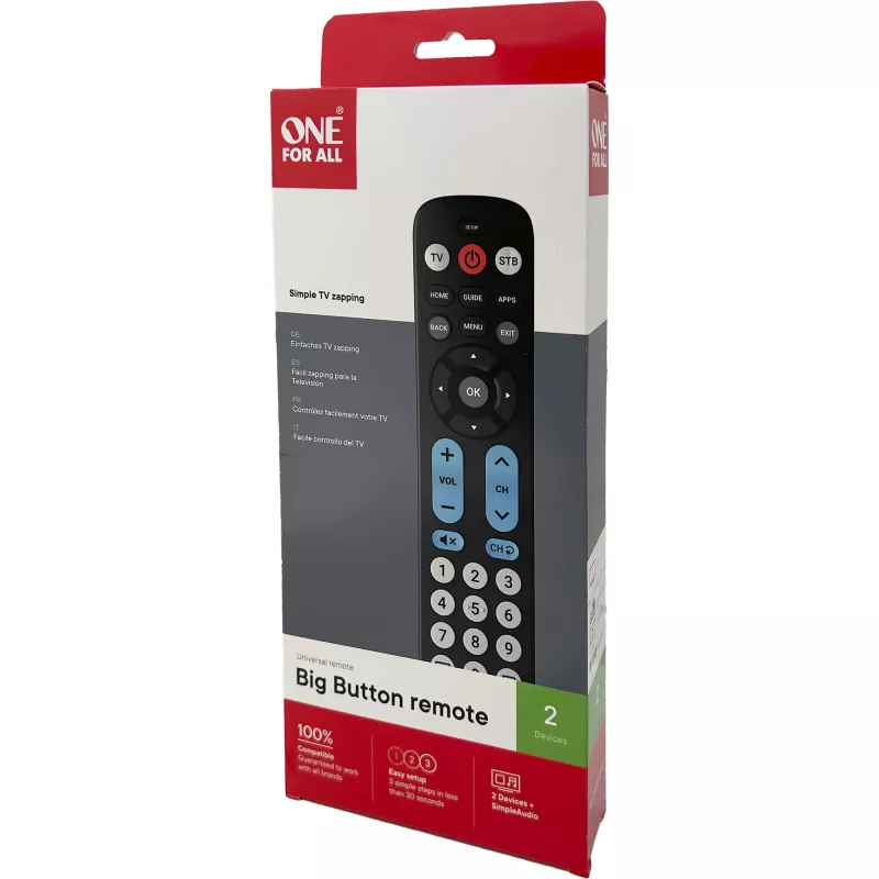 One for All Big Button Remote Universal Remote Control URC6821