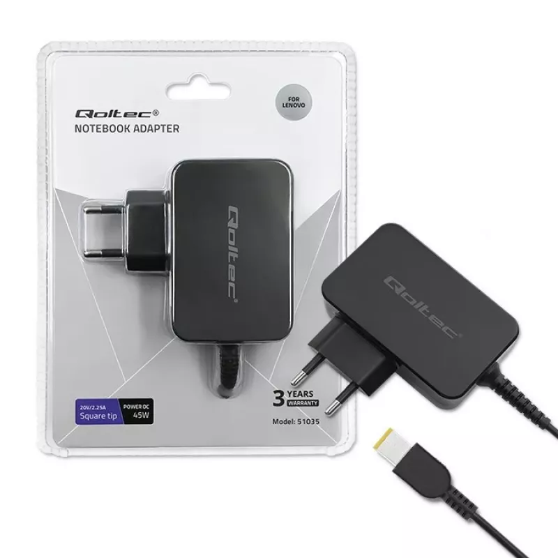 Toiteadapter Qoltec 51035 45W siseruumidesse must 220-240V