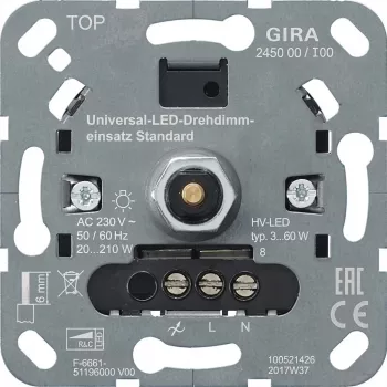 gira S3000 UniLED pöörddimmer standard 245000 — pöörlev LED-dimmer, mudel 245000