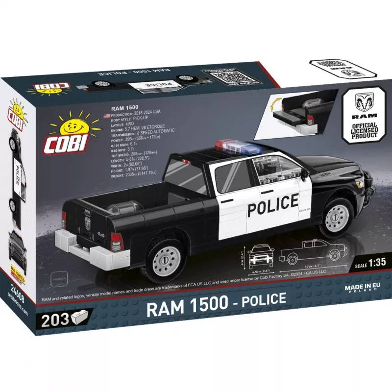 Ehitusmänguasi Cobi RAM 1500 Police 24608 2-in-1 mudel, klotsikomplekt, ümberehitatav mudel