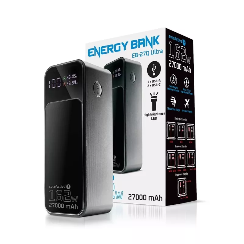 Akupank everActive EB-27Q 27 000 mAh, 2× USB-C, Quick Charge 4+