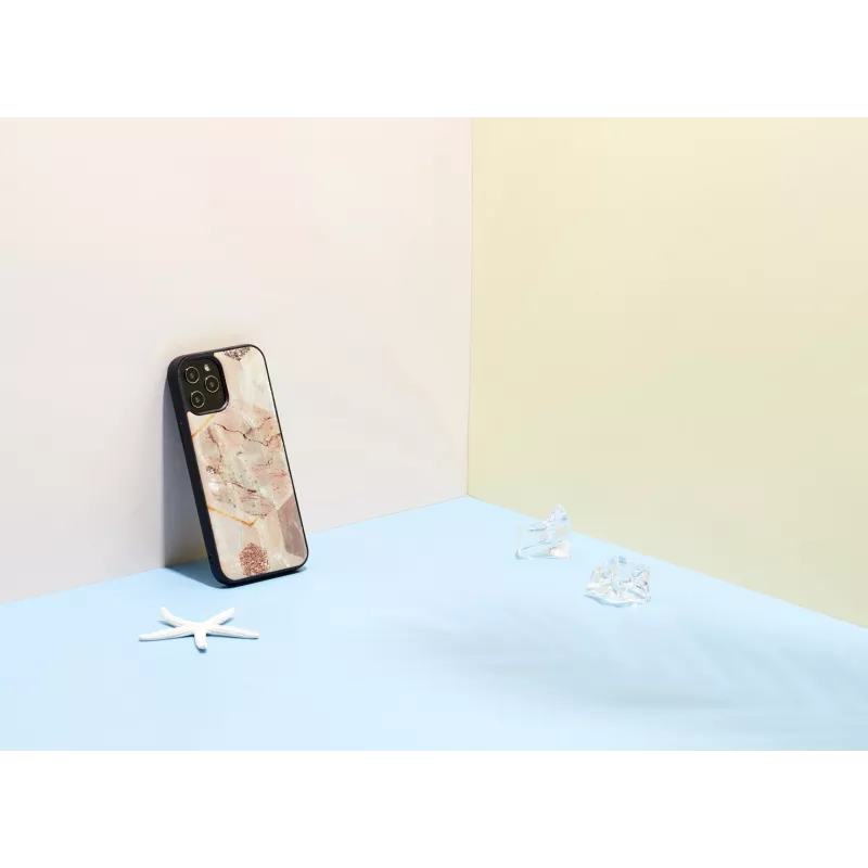 Kaitsev telefoniümbris iKins Apple iPhone 12 / 12 Pro jaoks – roosa marmorist disain