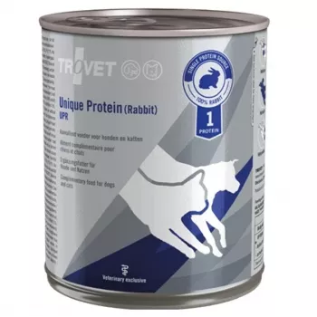 Märgtoit TROVET Unique Protein UPR Rabbit 800 g — küülikupõhine täisväärtuslik märgtoit täiskasvanud kassidele ja koertele, allergiaretsept, gluteeni- ja sojavaba