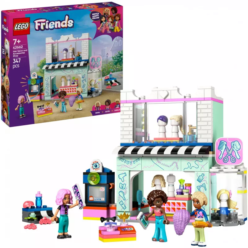 LEGO Friends mängukomplekt Juuksurisalong ning Kaunistuspood 42662 — mininukud, salongistseen, tarvikud