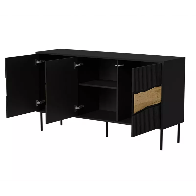 Kummut cama meble INSERTO 3D 143,5×40×80 cm must LED-valgustusega, puitlaastplaat, 16 mm raam