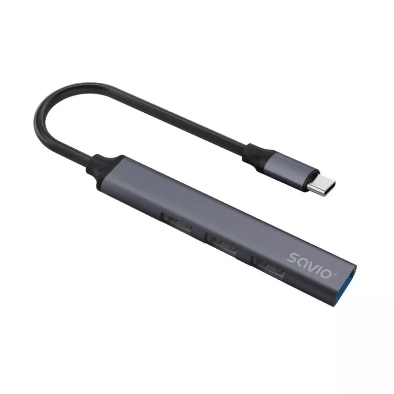 USB 3.0 4-pordiline liidesejaotur SAVIO AK-71 USB-C-hostiga, 5000 Mbit/s, 2-aastane garantii