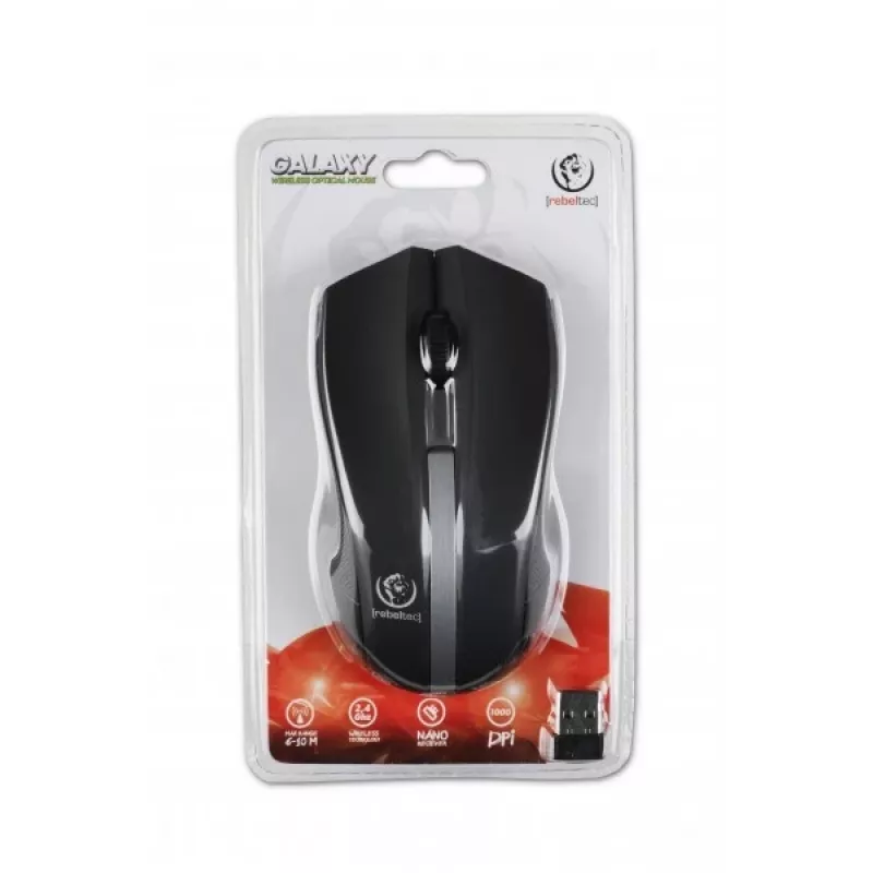 Rebeltec Wireless optical hiir, GALAXY Must/silver, rubber surface