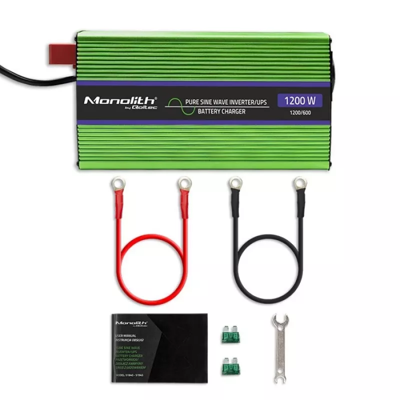 Autoinverter Qoltec Monolith 1200 W roheline 12 V